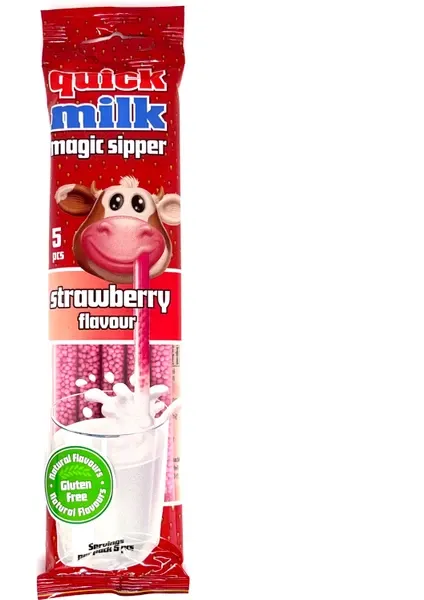 Quick Milk Çilekli Sihirli Pipet 5'li